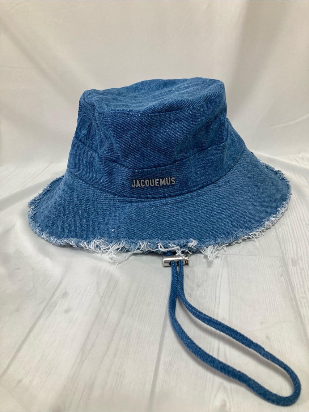 Jacquemus Blue Denim Frayed-Edge Bucket Hat